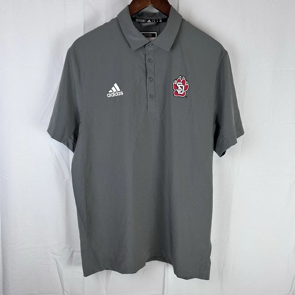 South Dakota‎ Coyotes Polo Shirt Mens Medium Gray Team Issue Football Adidas